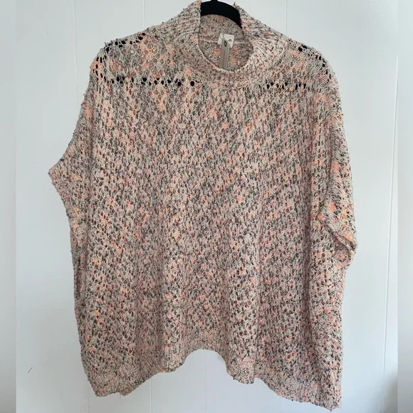 ANTHROPOLOGIE Akemi & Kin Hattie Multi Color Chunky Knit Poncho Sweater OS NWT - Picture 6 of 15